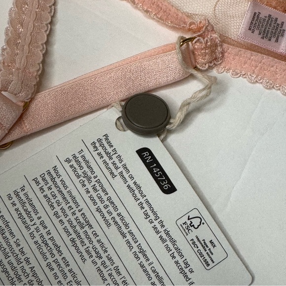 NWT AGENT PROVOCATEUR Bethanie Floral Appliquéd Tulle Underwire Bra in Peach 34E - Picture 16 of 16